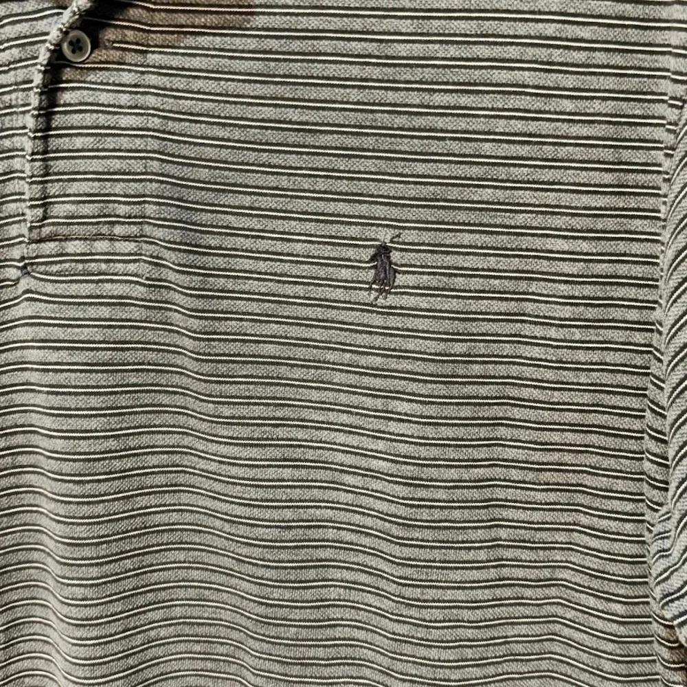 Polo Ralph Lauren Polo Shirt Mens L Grey‎ Cotton Striped Classic Pony Logo Top